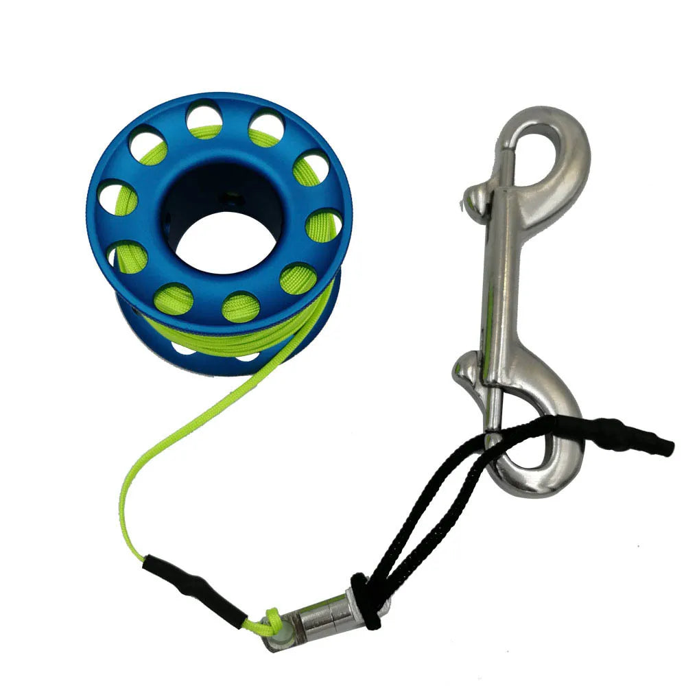 15m 20m Mini Scuba Diving Spool Finger Reel Bolt Snap Hook Aluminum Alloy Free Diving Finger Spool Dive Reel Oasis Select
