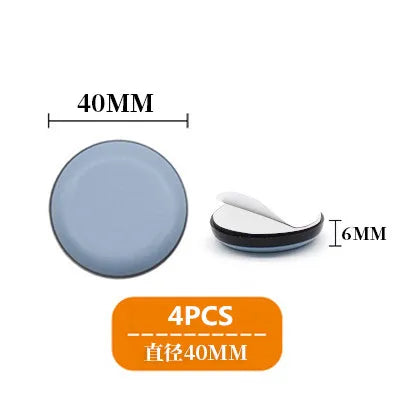 4PCS Floor Rubber Protector Pads Self-Adhesive Anticollision Round Mat Chair Table Glides Furnitures Legs Slider Home Supplies Oasis Select Round 40mm 4pcs