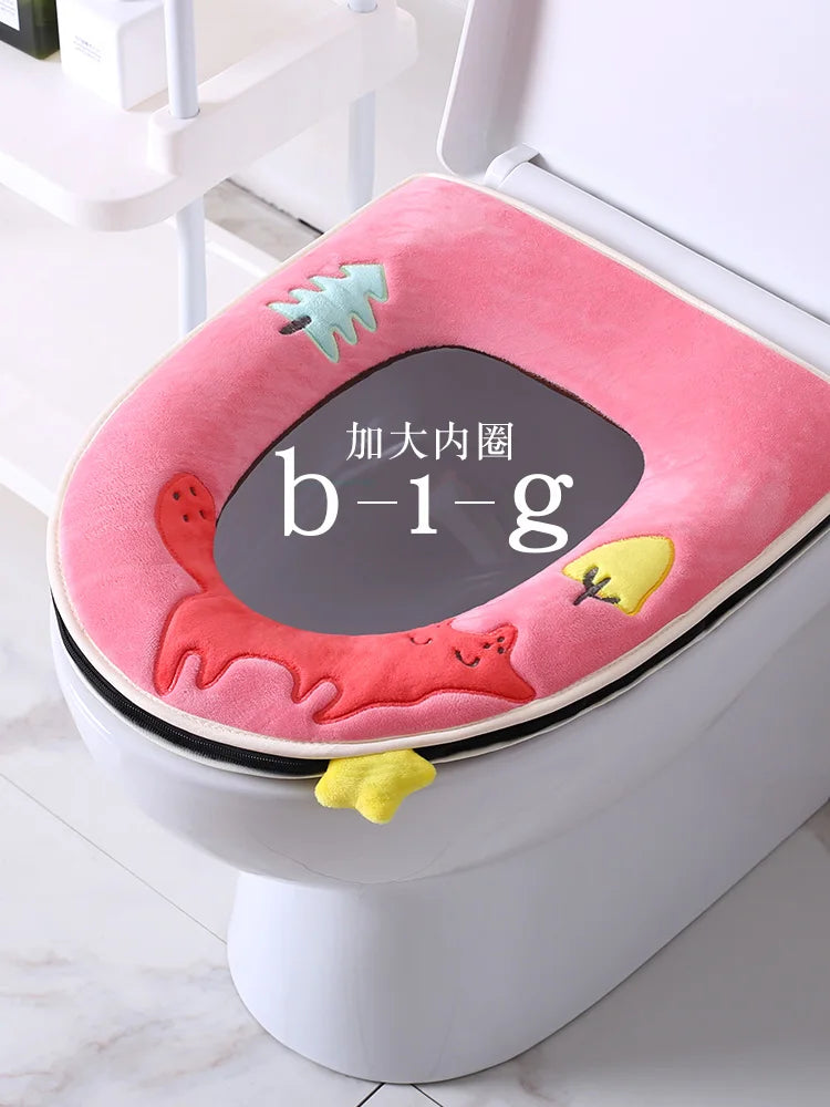 Household four seasons waterproof cute European style toilet seat zipper type universal creative toilet seat toilet seat Oasis Select