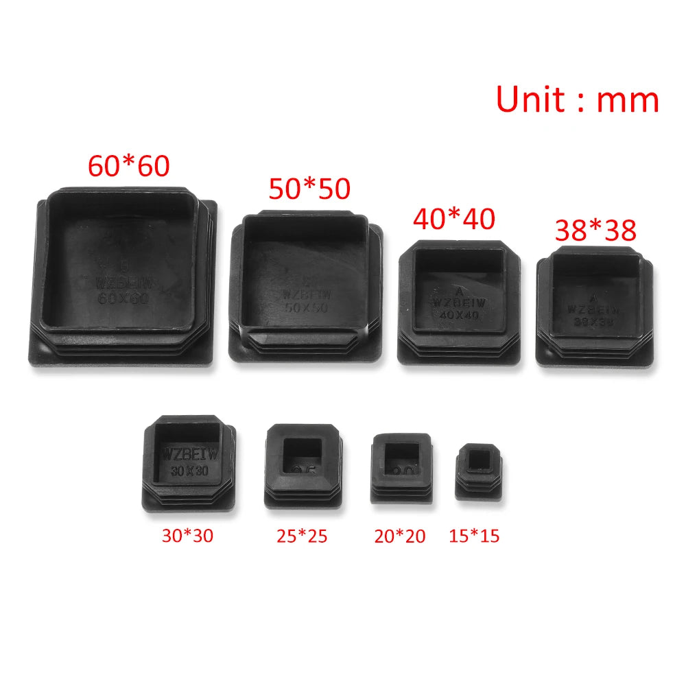 10pcs/pack Plastic Black Blanking End Caps Protector Square/Round Table Chair Foot Pad Furniture Feet Non-Slip Covers Oasis Select