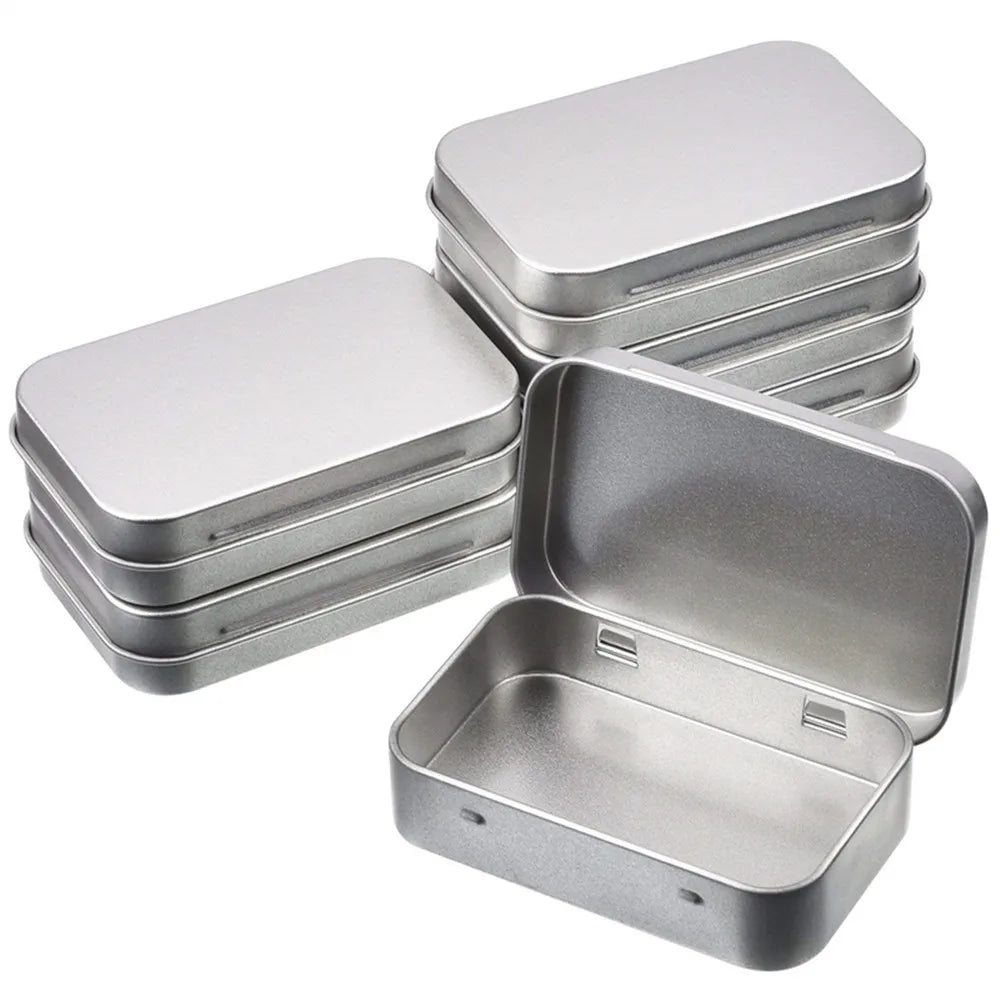 1Pc Metal Rectangular Empty Mini Tin Box Tinplate Push Candy Pill Cases Money Coin Jar Hinged Containers Organizer Storage Box Oasis Select