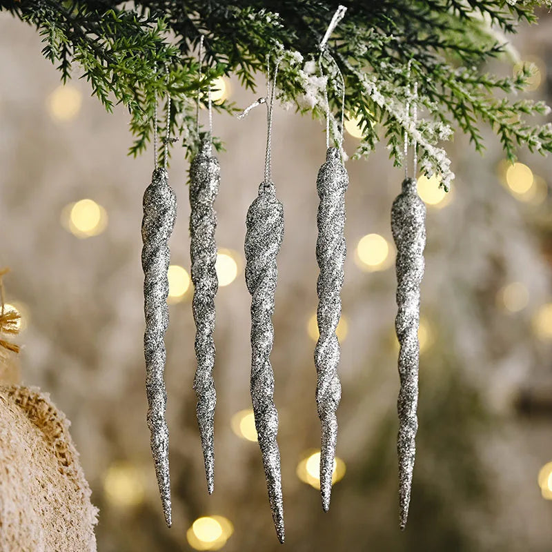 5pcs Christmas Decoration Simulation Ice Xmas Tree Hanging Ornament DIY Fake Icicle for Wedding Winter Party Decor New Year Oasis Select
