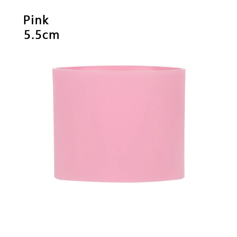 Silicone Non-slip Mug Sleeve Glass Bottle Cover Cup Sleeve Heat Insulation Bottle Sleeves For Mugs Ceramic Coffee Cups Wrap Oasis Select Pink-5.5cm