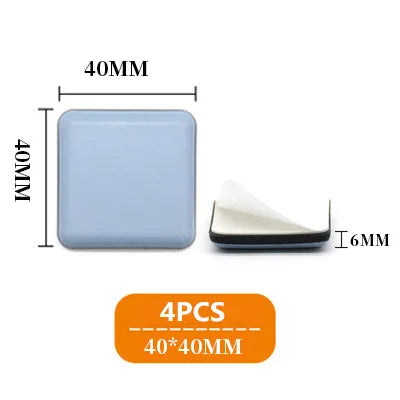 4PCS Floor Rubber Protector Pads Self-Adhesive Anticollision Round Mat Chair Table Glides Furnitures Legs Slider Home Supplies Oasis Select Square 40x40mm 4pcs
