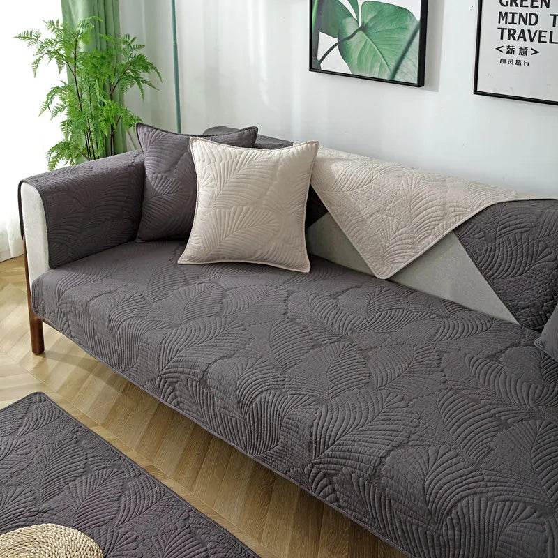 Four Seasons General sofa cushion pure cotton cloth cushion Nordic simple modern non slip solid wood sofa cover couch cover Oasis Select