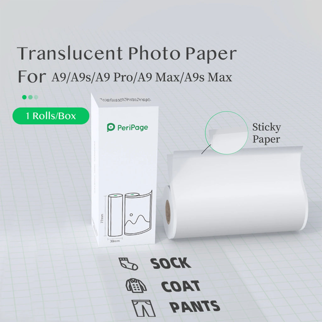 PeriPage 107mm/77mm/56mm Thermal Paper Roll BPA-Free Non-adhesive Receipt Printing Paper Waterproof Oil-proof Friction-proof Oasis Select 77mm PhotoSticker
