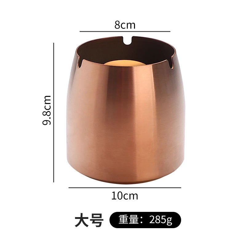Personality trend anti-fly ash with cover home hotel bar restaurant custom stainless steel large ashtray ashtray Oasis Select Rose gold large A