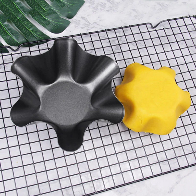 6-Pack Nonstick Flower Egg Tart Molds | Ripple Baking Cups Egg Tart Baking Molds Oasis Select