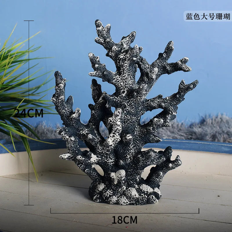 Mediterranean style resin false coral tree ornaments aquarium landscaping ocean style theme ornaments home decor Oasis Select Large blue