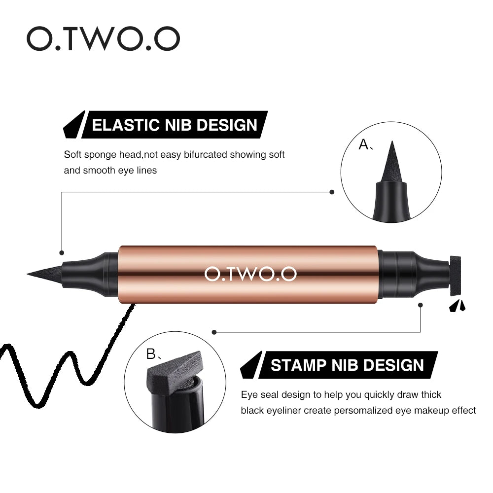 O.TWO.O Double-Ended Stamp Eyeliner – Waterproof Black Pen