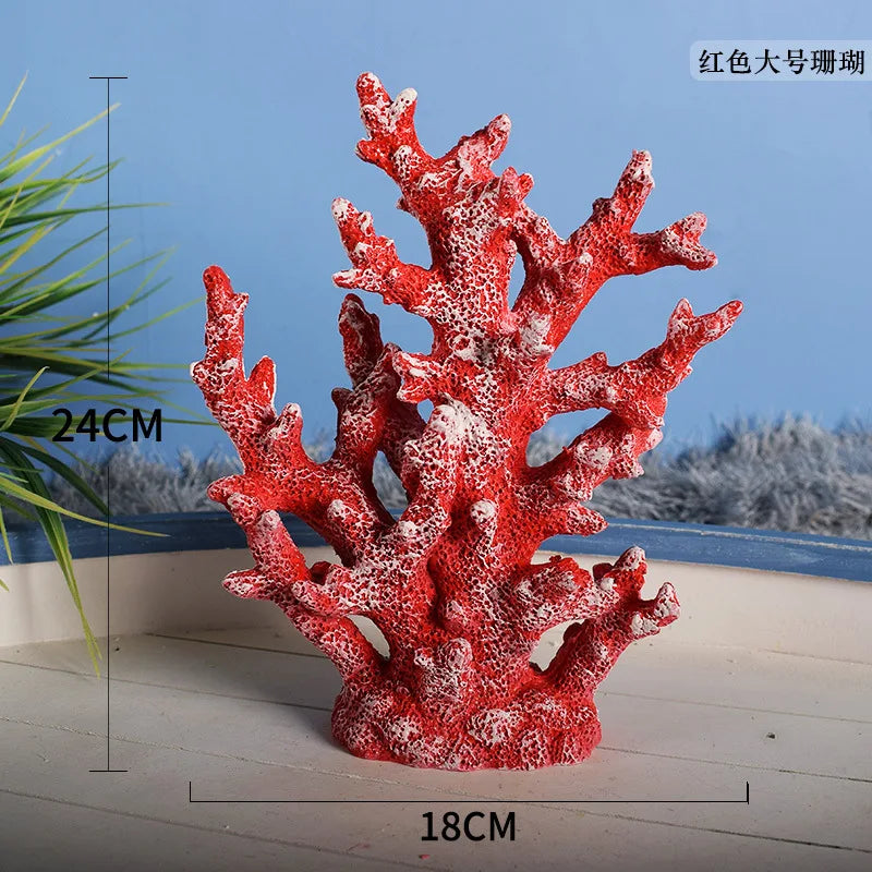 Mediterranean style resin false coral tree ornaments aquarium landscaping ocean style theme ornaments home decor Oasis Select Large red