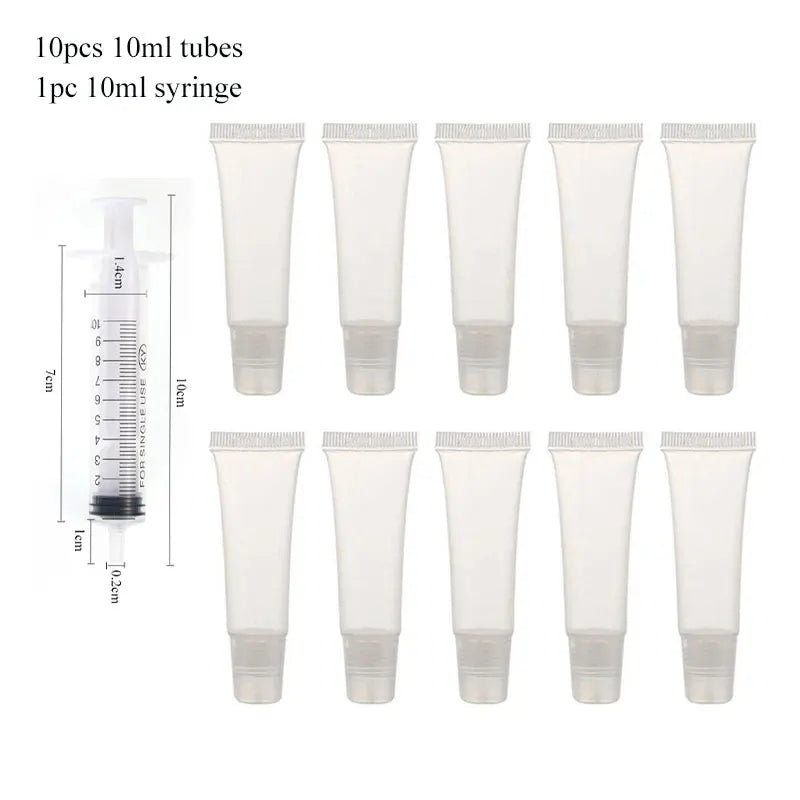 Empty Lip Gloss Tubes with Syringe Clear Soft Lip Gloss Container Refillable Lipgloss Tubes for DIY Cosmetic Makeup Oasis Select