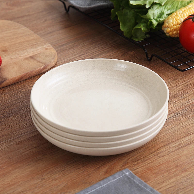 8-Inch Wheat Straw Snack Plates – 4-Piece Salad Dish Set Snack Plate Set Oasis Select