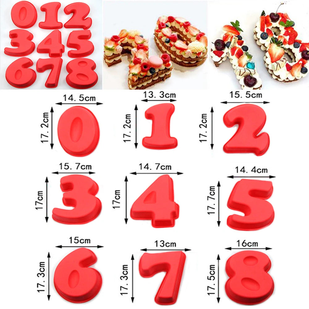 Large Size Silicone Digital 0-9 Cake Mold Cake Numbers Shape Cake Mould Decoration Tool for Wedding Birthday Anniversary Oasis Select
