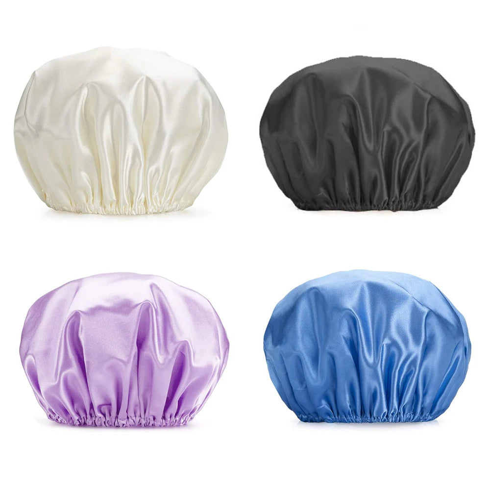 2024 new Home shower cap Double-layer Waterproof Shower Cap Solid Color Reusable EVA Shower Cap For Women Oasis Select