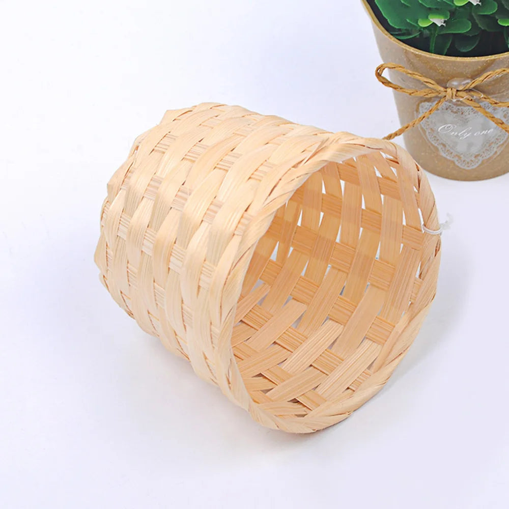 New Handmade Bamboo Garden Flower Pot Wicker Basket Straw Patchwork Wicker Rattan Seagrass Storage Organizer Nursery Pots Oasis Select