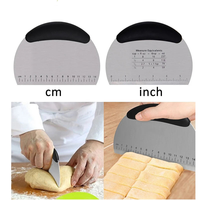 Stainless Steel Dough Scraper & Pizza Cutter with Scale Dough Scraper Oasis Select