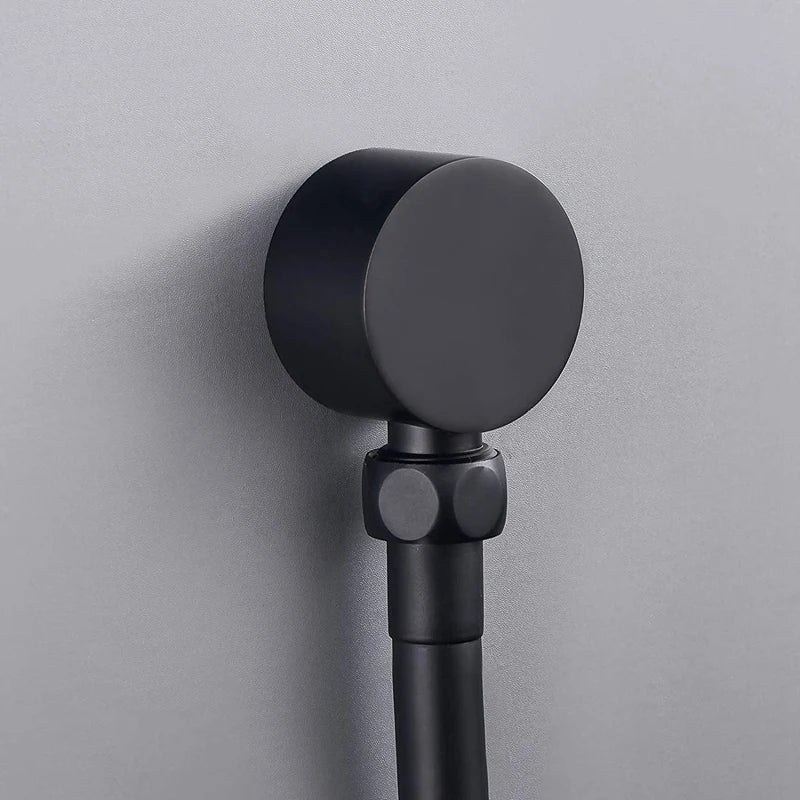Wall Supply Elbow,Brass Round Wall Mount Shower Hose Connector Accessories G1/2Inch Water Outlet for Shower-Black Oasis Select Black