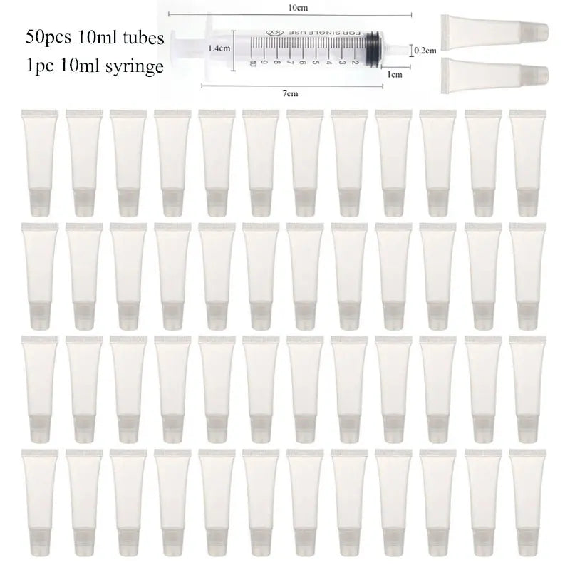 Empty Lip Gloss Tubes with Syringe Clear Soft Lip Gloss Container Refillable Lipgloss Tubes for DIY Cosmetic Makeup Oasis Select
