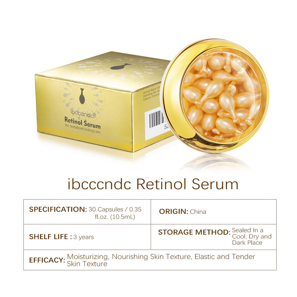 Retinol Capsule Essence Facial Brighten Serum Moisturizing Nourishing Anti-Wrinkle Vitamin E Face Serum Hyaluronic Acid Skincare Oasis Select 30pcs1box