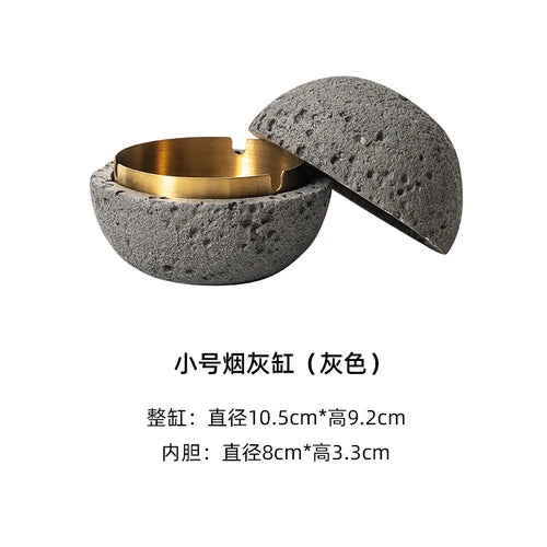2021 new Cement ashtray creative personality trend anti fly ash with cover living room home office decoration ashtray Oasis Select grey small