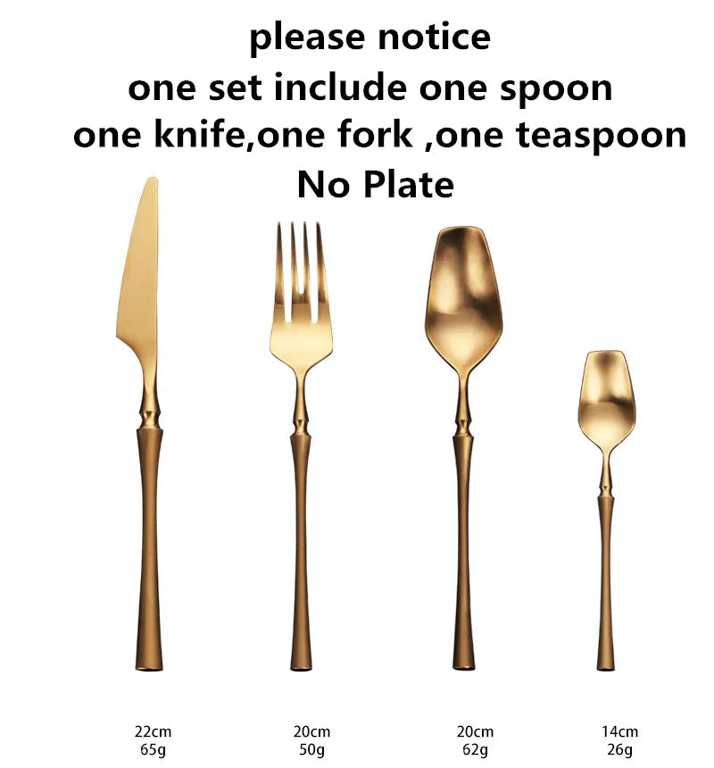 24Pcs/set Dinnerware Set 304 Stainless Steel Black Gold Cutlery Set Knife Fork Set Flatware Tableware Forks Knives Spoons Oasis Select