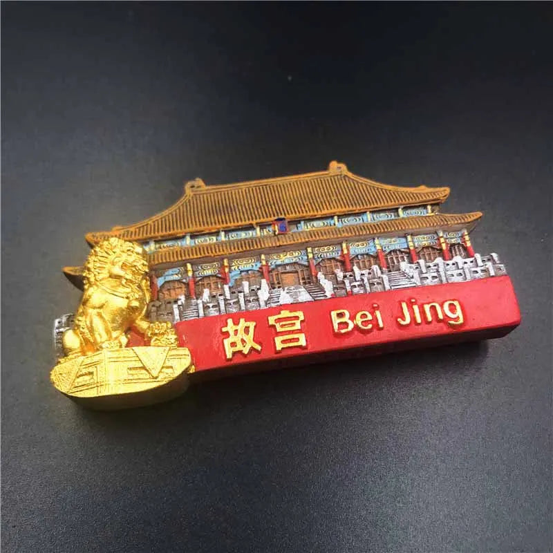 China Travel Fridge Magnets Resin Souvenirs Beijing Forbidden City Huabiao Tiananmen Stone Lion High-end 3D Refrigerator Sticker Oasis Select F3