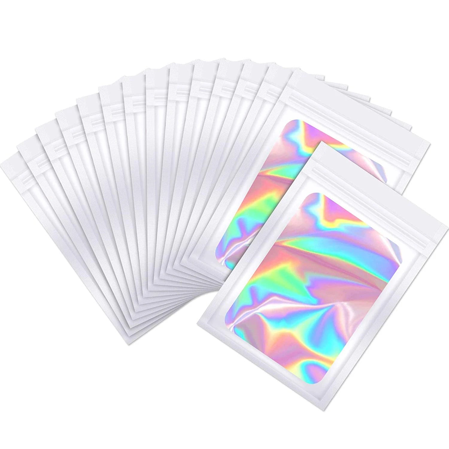 100 Pc Smell Proof Mylar Bags Resealable Odor Proof Bags Holographic Packaging Pouch Bag With Clear Window For Food Oasis Select