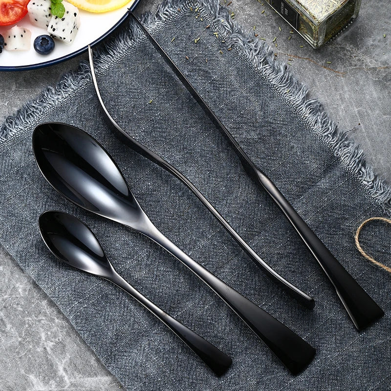 Black Gold Stainless Steel Cutlery Set – 20 or 24 Piece Stainless Steel Flatware Oasis Select