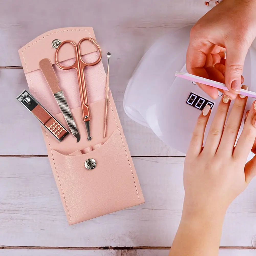 Travel Mini Manicure Set Nail Clipper Set 16 In 1 Stainless Steel Pedicure Care Grooming Kit With Case Pink For Men Husband Bo Oasis Select