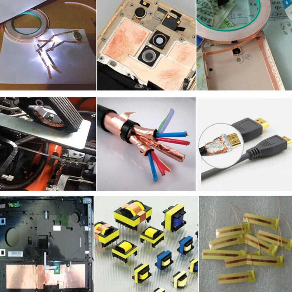 Heat Resist Repair Tape Single Side Conductive Copper Foil Tape Adhesive EMI Shielding Anti-static Repair Tape 10mm 15mm 20mm Oasis Select