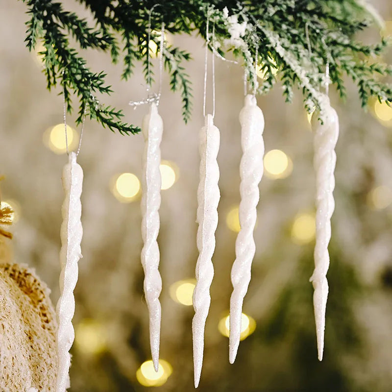 5pcs Christmas Decoration Simulation Ice Xmas Tree Hanging Ornament DIY Fake Icicle for Wedding Winter Party Decor New Year Oasis Select
