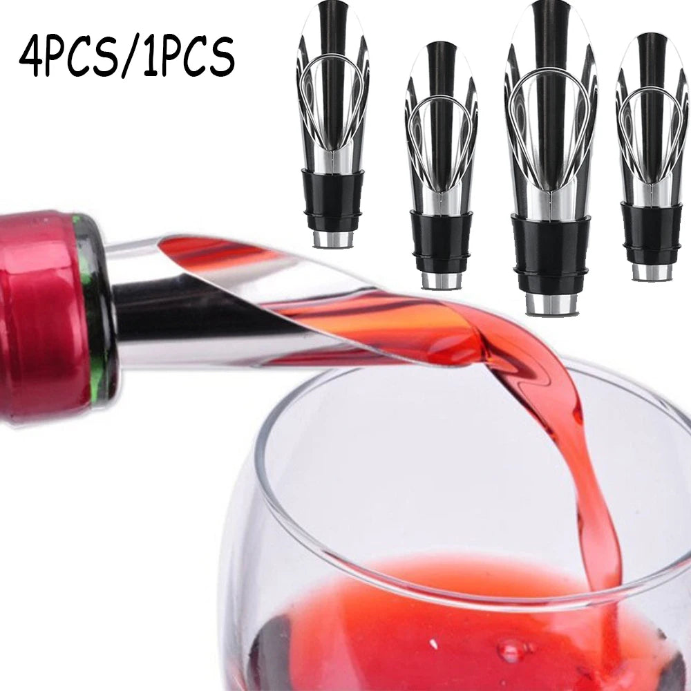 4Pcs 2 In 1 Splendid Wine Stopper Red Wine Pouring Tool Stainless Steel Wine Bottle Stoppers Funnel Pourer Wine Bottle Pourer Oasis Select 1PC