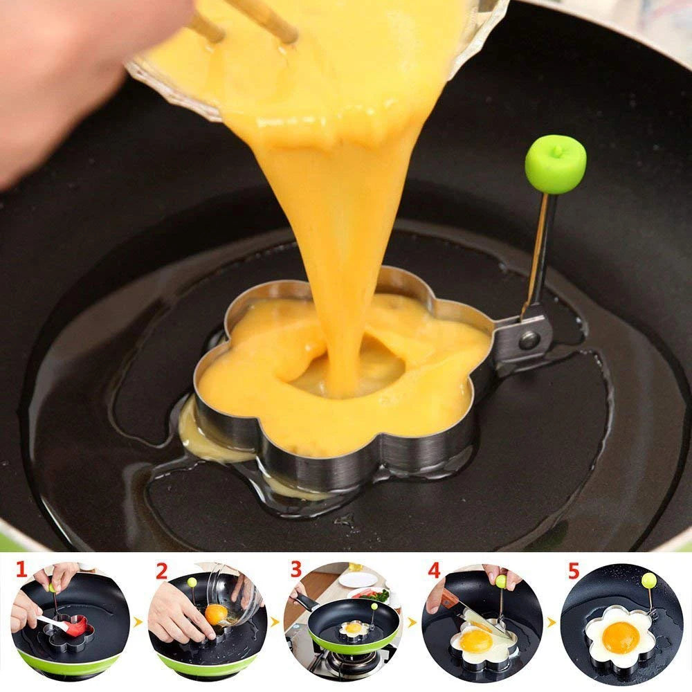 4pcs/set Stainless Steel Fried Egg Pancake Lovely Shaper Omelette Mold Mould Frying Egg Cooking Tools Kitchen Accessories Oasis Select