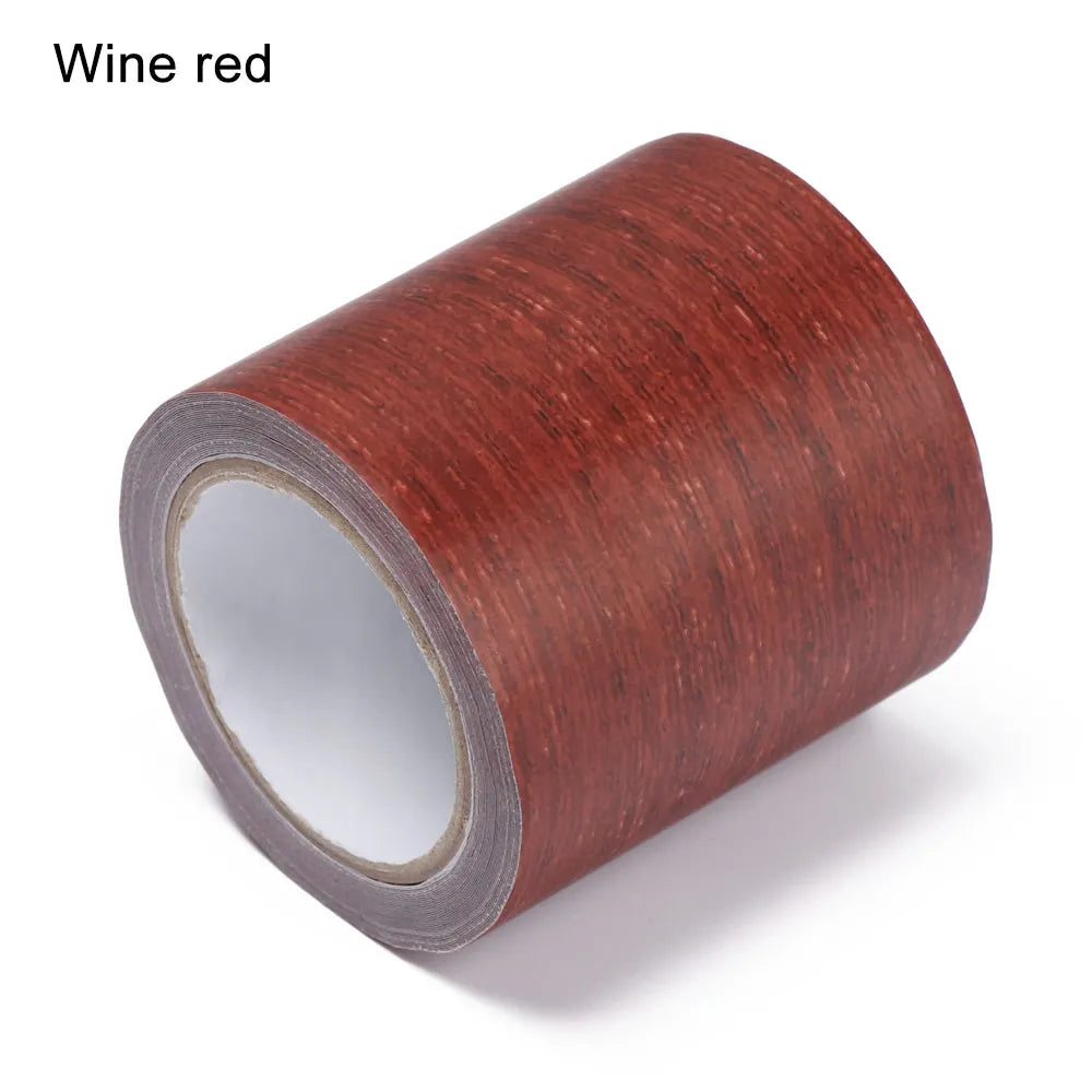 5M/Roll Furniture Adhensive Duct Tape Realistic Wood Grain Repair Renovation Skirting Line Floor Sticker Home Decor Accessories Oasis Select wine red 5m 5.7cm