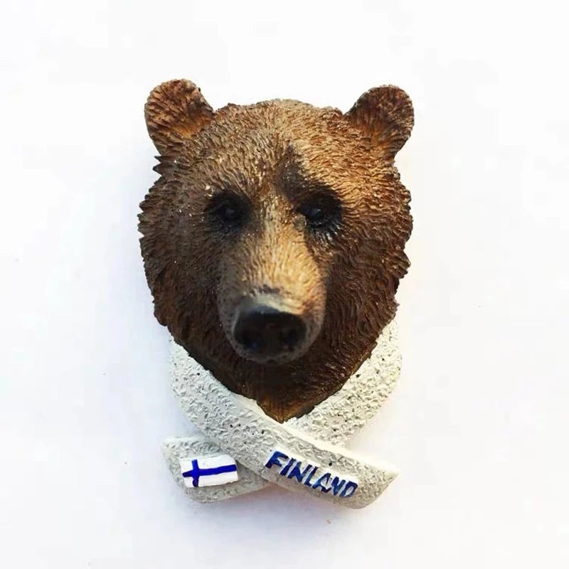Resin Magnetic Fridge Stickers National Tourist Souvenirs Australia Finland Norway Travel Scenery 3D Refrigerator Magnets Gifts Oasis Select Finland Brown bear