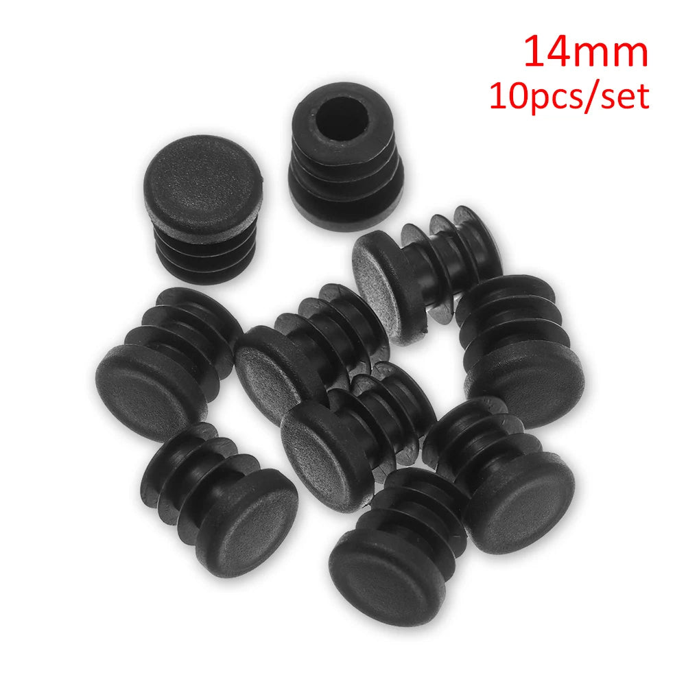 10pcs/pack Plastic Black Blanking End Caps Protector Square/Round Table Chair Foot Pad Furniture Feet Non-Slip Covers Oasis Select 14mm