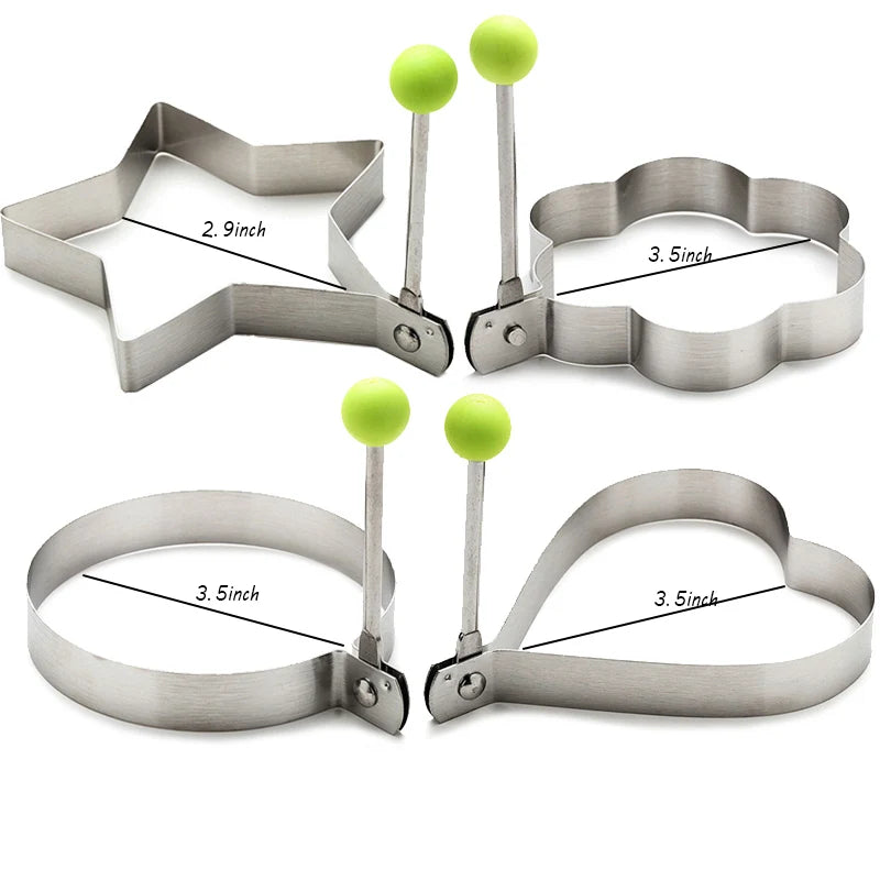 4-Piece Stainless Steel Egg & Pancake Mold Set – Fun Shapes Egg Pancake Mold Set Oasis Select 4pcs