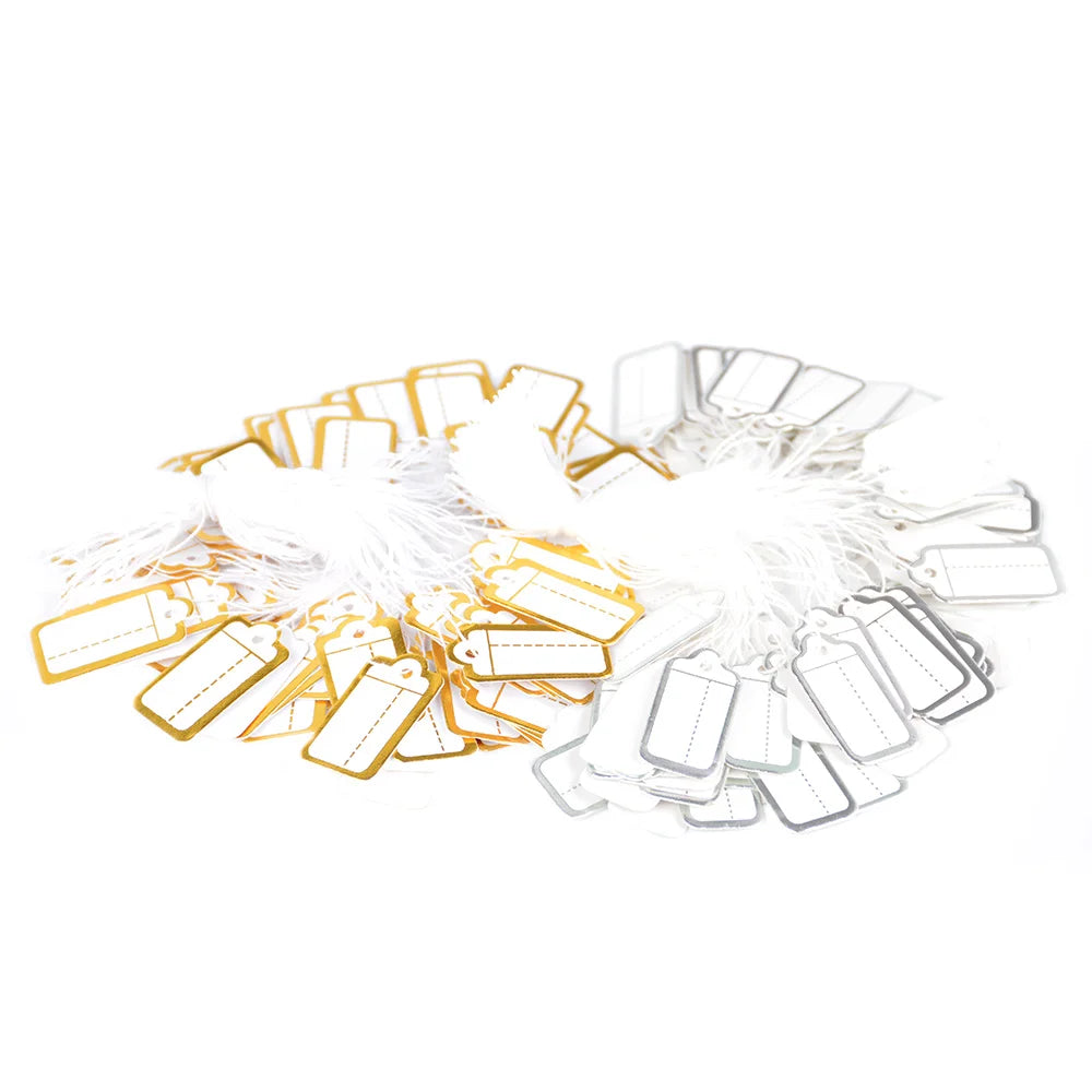 100 Pre-Strung Blank Swing Price Tags | Jewelry Hangtags