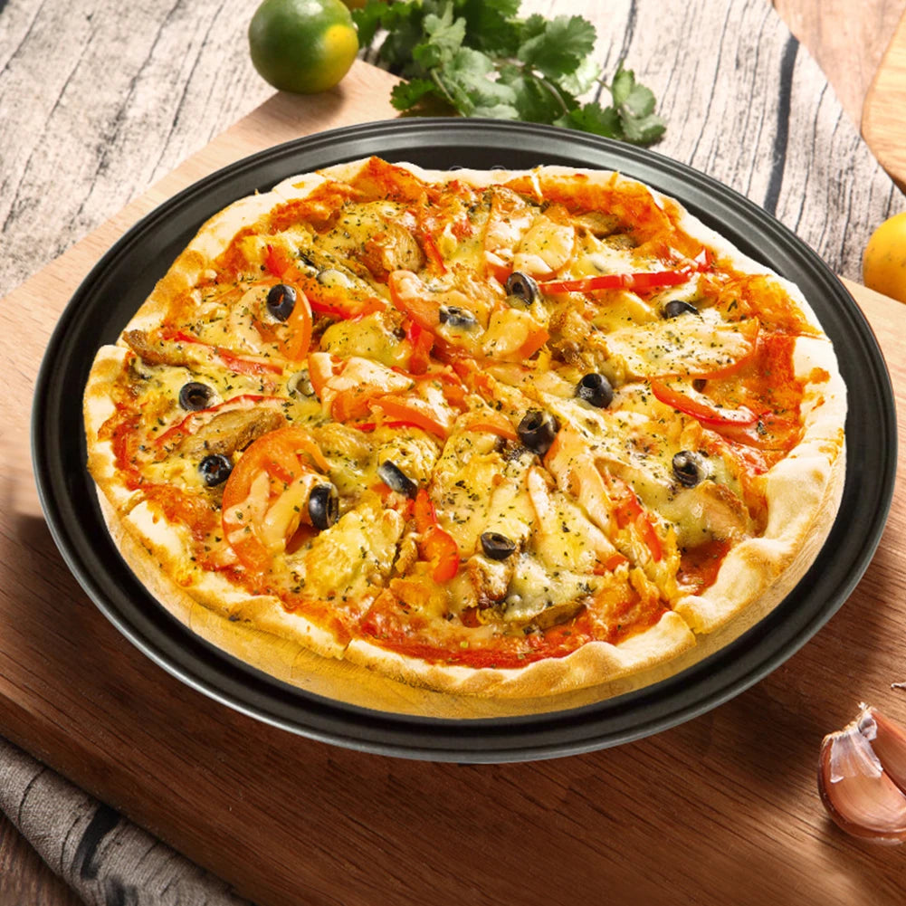 26/28/32CM Carbon Steel Non-stick Pizza Baking Pan Mesh Tray Plate Round Deep Dish Pizza Pan Tray Mould Bakeware Baking Tool Oasis Select