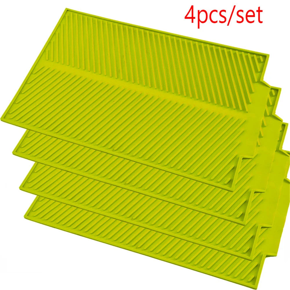 4pcs/set Dish Drying Mat Heat Resistant Non-slip Tray Silicone Tableware Dishwaser Pad Dinnerware Table Mat Placemat 39*25cm Oasis Select Green-4pcs L 39x25cm