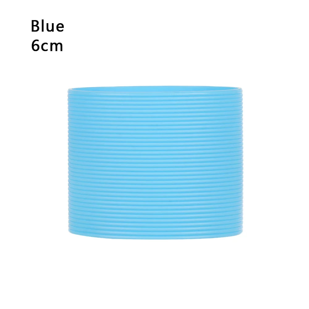 Silicone Non-slip Mug Sleeve Glass Bottle Cover Cup Sleeve Heat Insulation Bottle Sleeves For Mugs Ceramic Coffee Cups Wrap Oasis Select Blue-6cm