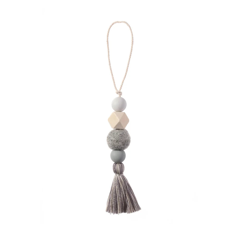 Home Decor Wood Bead Closet Pendant With Tassels Clothes Rack Garland Farmhouse Rustic Door Handle Drawer Knob Oasis Select grey3