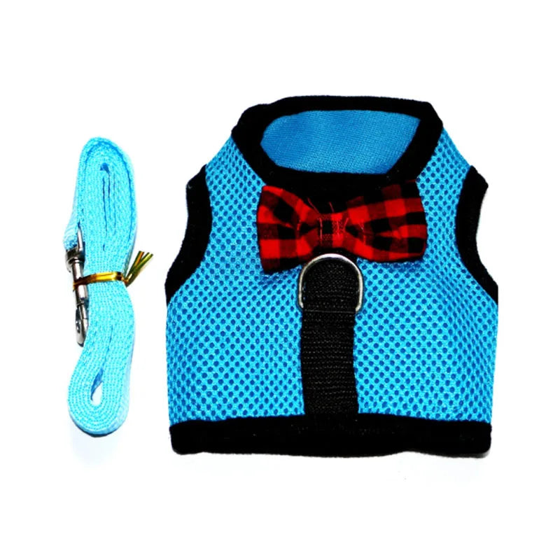 Mesh Soft Pet Rabbit Harness With Leash Strap for Hamster Rat Chinchillas Guinea Pig Small Animal Clothes Vest Rabbits Accessory Oasis Select blue L