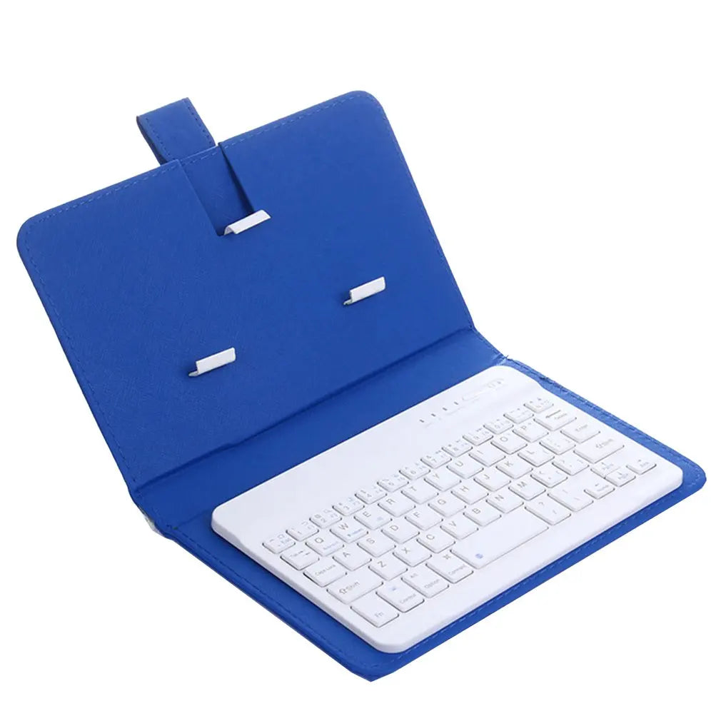Wireless Bluetooth Keyboard For Iphone Huawei Xiaomi Tablet Mini Keyboard Mobile Phone Gaming Keyboard PU Case Support Oasis Select blue