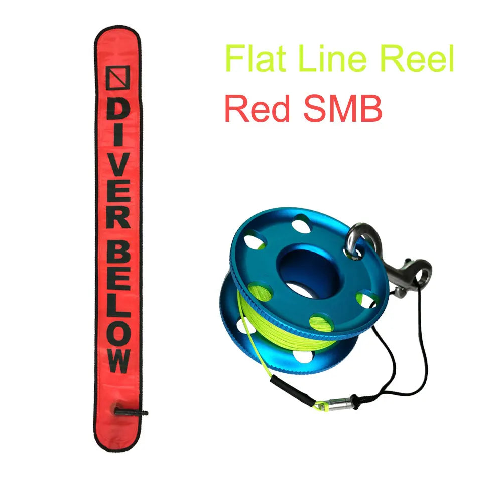 30M Line Scuba Diving Finger Reel Spool 110cm SMB Safety Sausage Diving Safety Kit for Underwater Diver Snorkeling Cave Oasis Select Red SMB Green Line