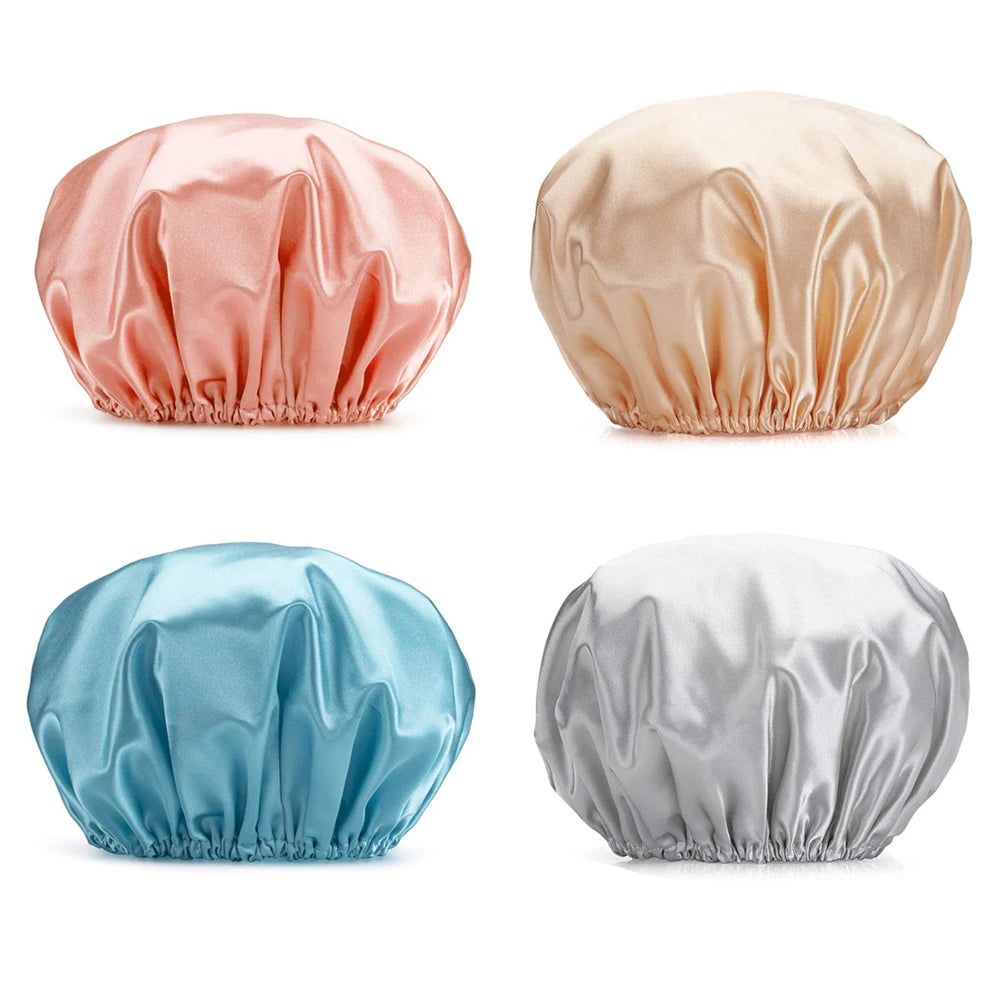 2024 new Home shower cap Double-layer Waterproof Shower Cap Solid Color Reusable EVA Shower Cap For Women Oasis Select