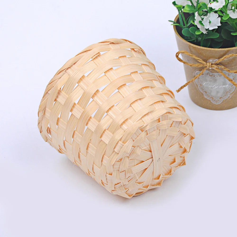 New Handmade Bamboo Garden Flower Pot Wicker Basket Straw Patchwork Wicker Rattan Seagrass Storage Organizer Nursery Pots Oasis Select