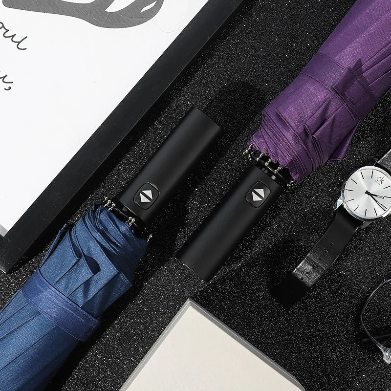Automatic 12 bone windproof automatic umbrella men's business solid folding umbrella Oasis Select