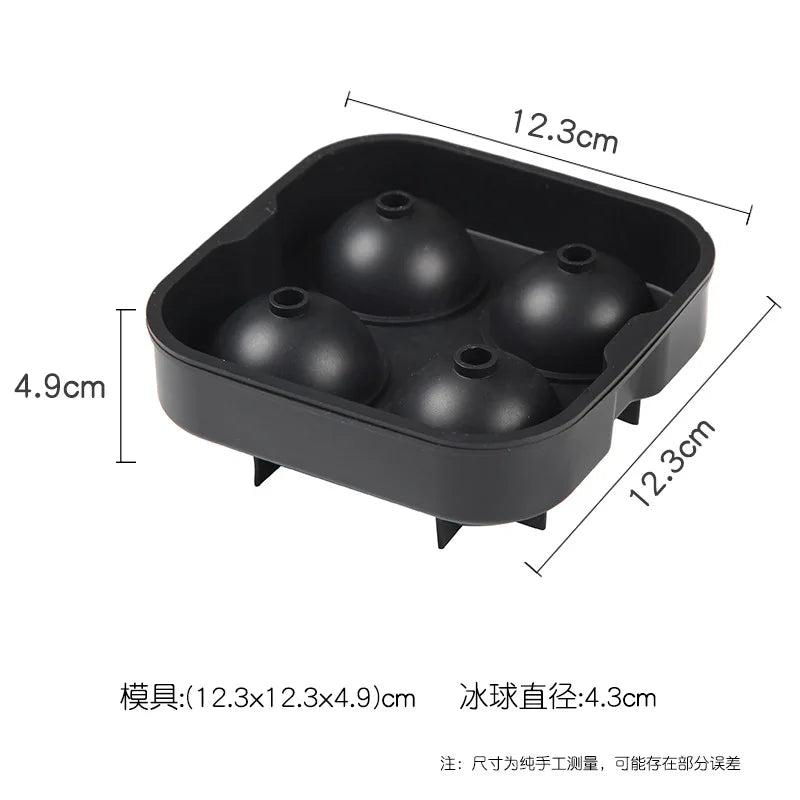 Silicone Ice Ball Maker Tray – 4 Round Molds for Whiskey & Cocktails Silicone Ice Mold Oasis Select